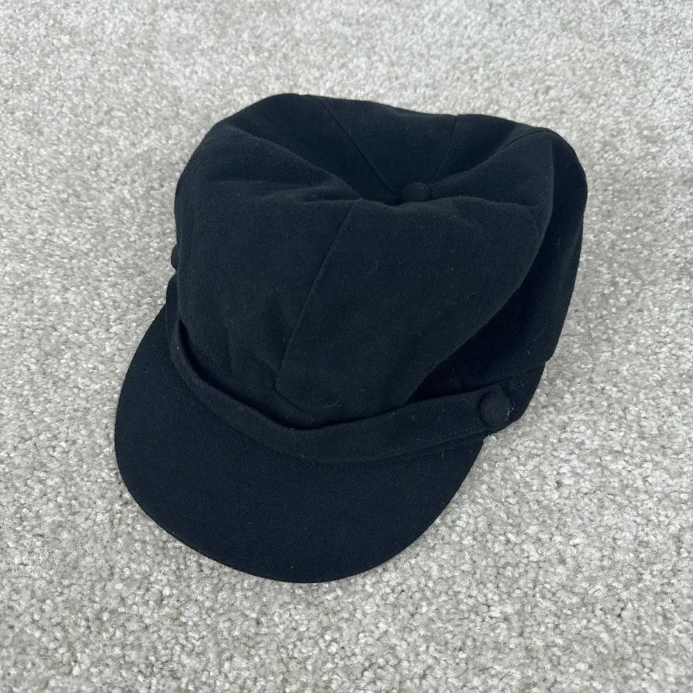 New York & Company Black Newsboy Cap Baker Boy Hat Elastic Back One Size